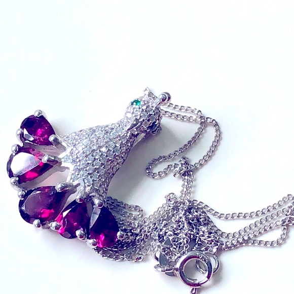 Jewelry - Garnet & 14K White Gold Plated